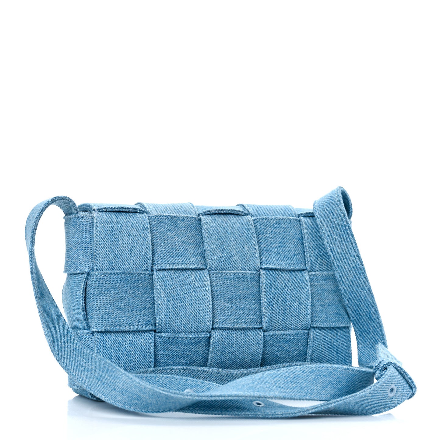 Denim Maxi Intrecciato Cassette Crossbody Bag Washed Indigo