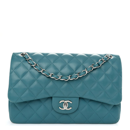 Chanel Lambskin Quilted Jumbo Double Flap Turquoise 1 of 11