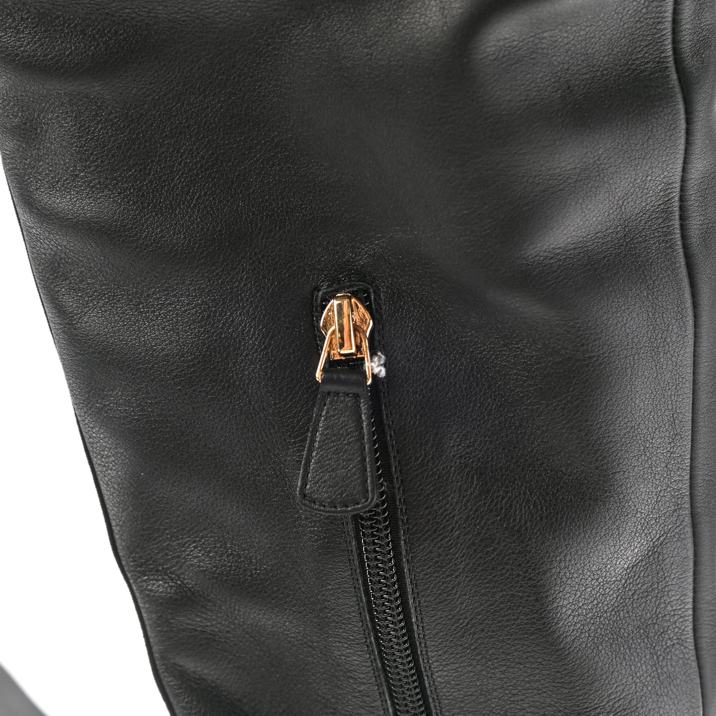 Lambskin Grosgrain Pearl Cap Toe High Boots 38 Black