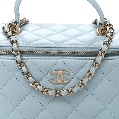 Chanel Lambskin Quilted Small Top Handle Vanity Case With Chain Light Blue 8 of 10