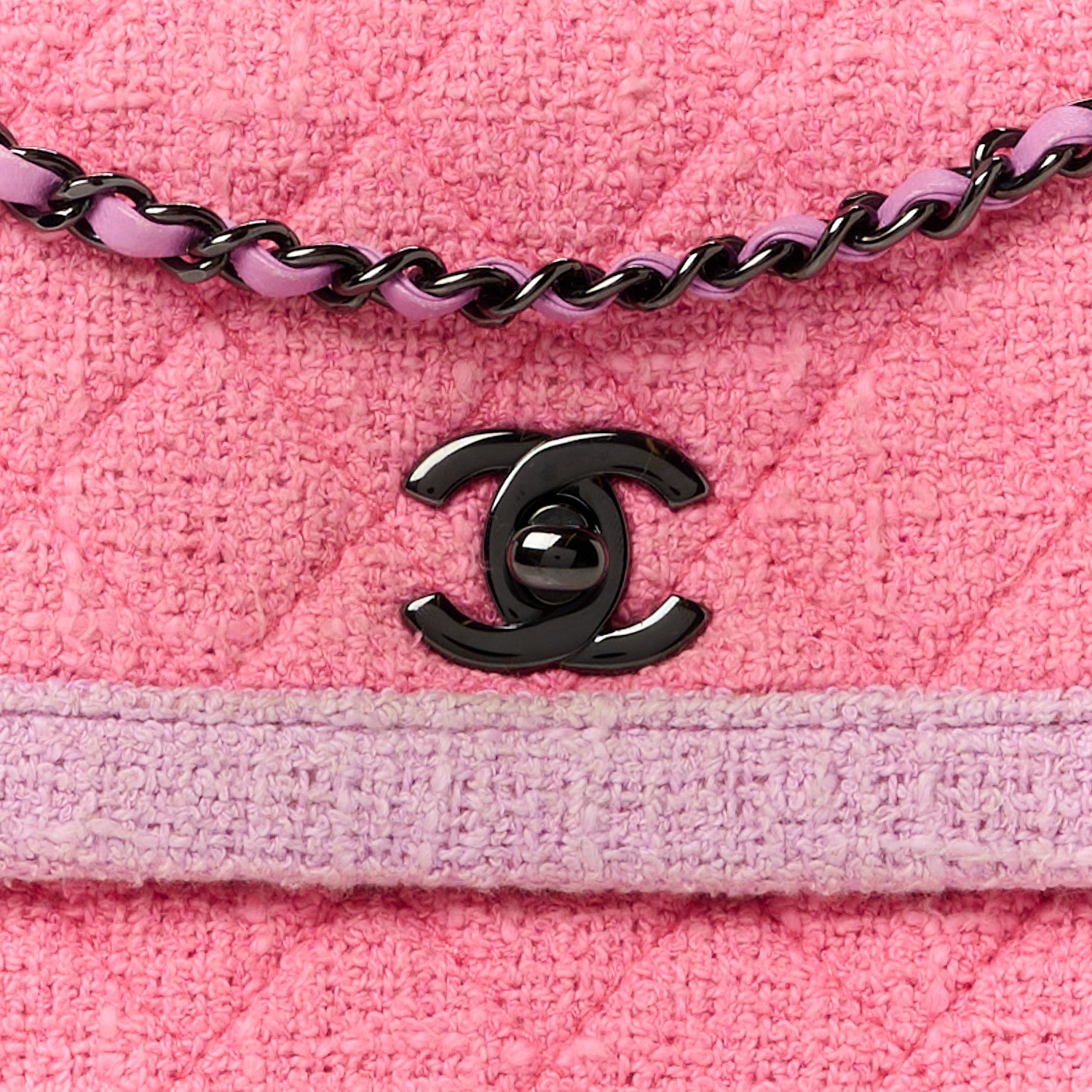 Chanel Tweed Quilted Flap Pink Purple 9 of 13