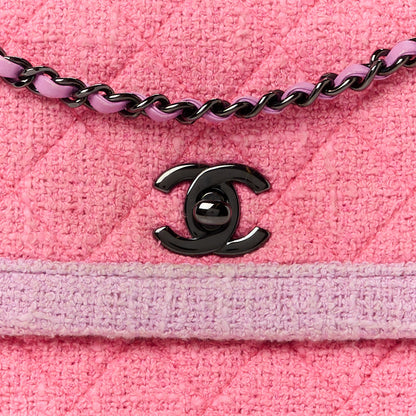 Chanel Tweed Quilted Flap Pink Purple 9 of 13