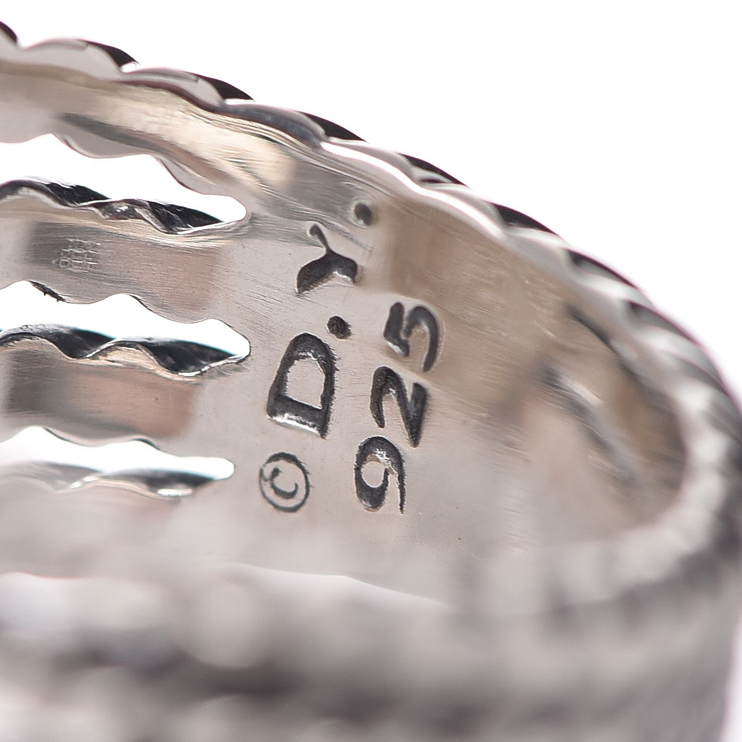 David Yurman Sterling Silver Diamond 16mm Wheaton Ring 53 6.25 5 of 5