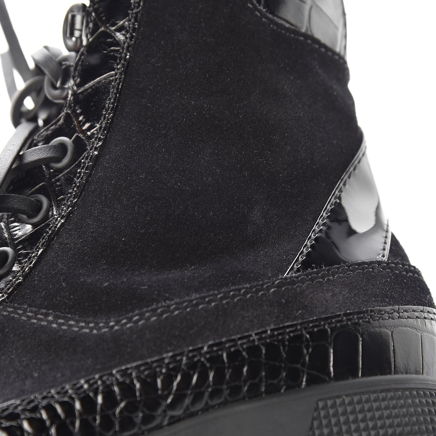 Suede Calfskin Monogram Laureate Platform Desert Boots 35.5 Black