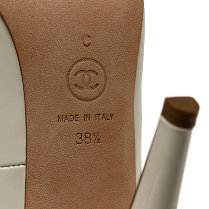 Chanel Patent Cap Toe CC Pumps 38.5 White Black 8 of 8