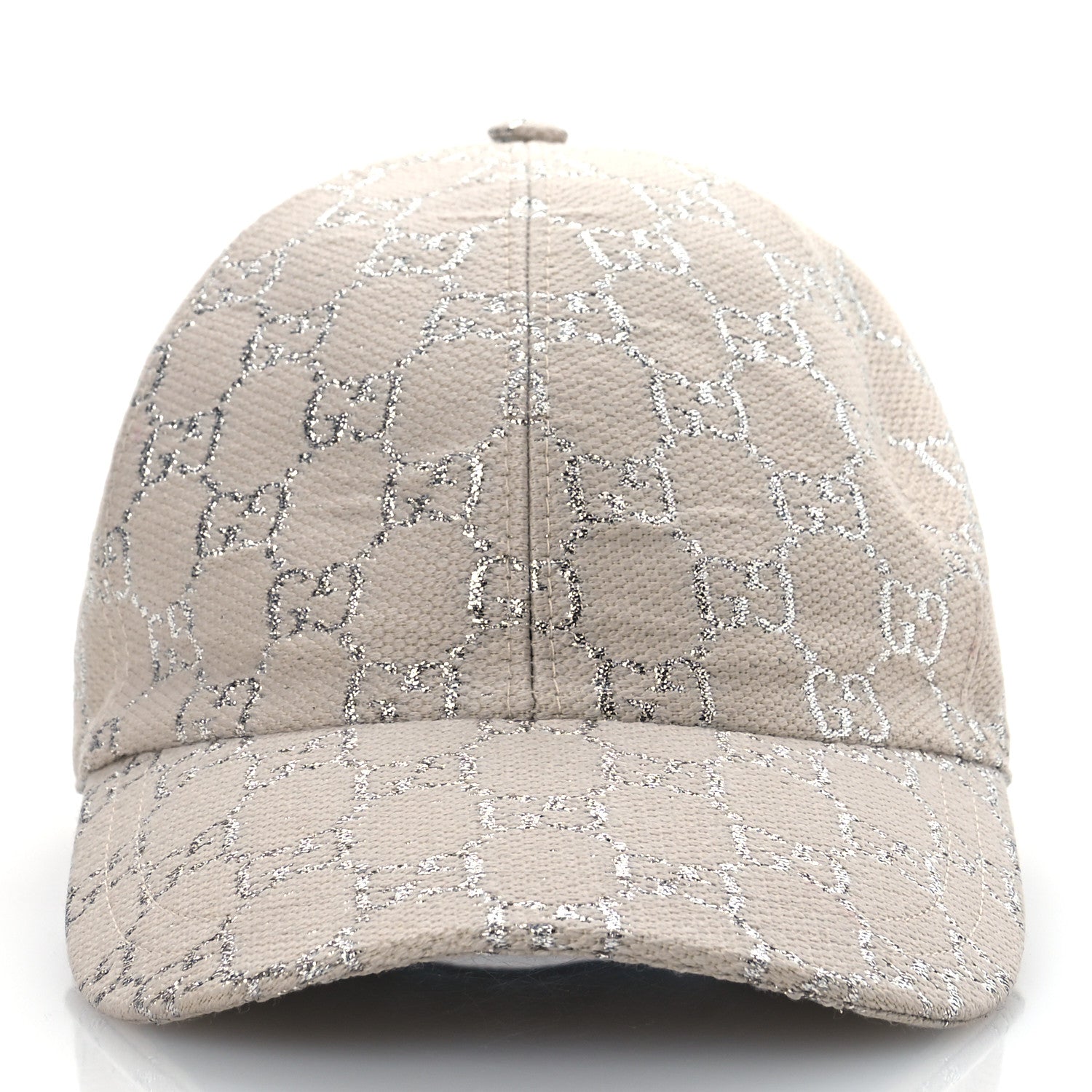 Gucci Canvas Lame GG Monogram Rush Baseball Hat L Gardenia Silver 3 of 10