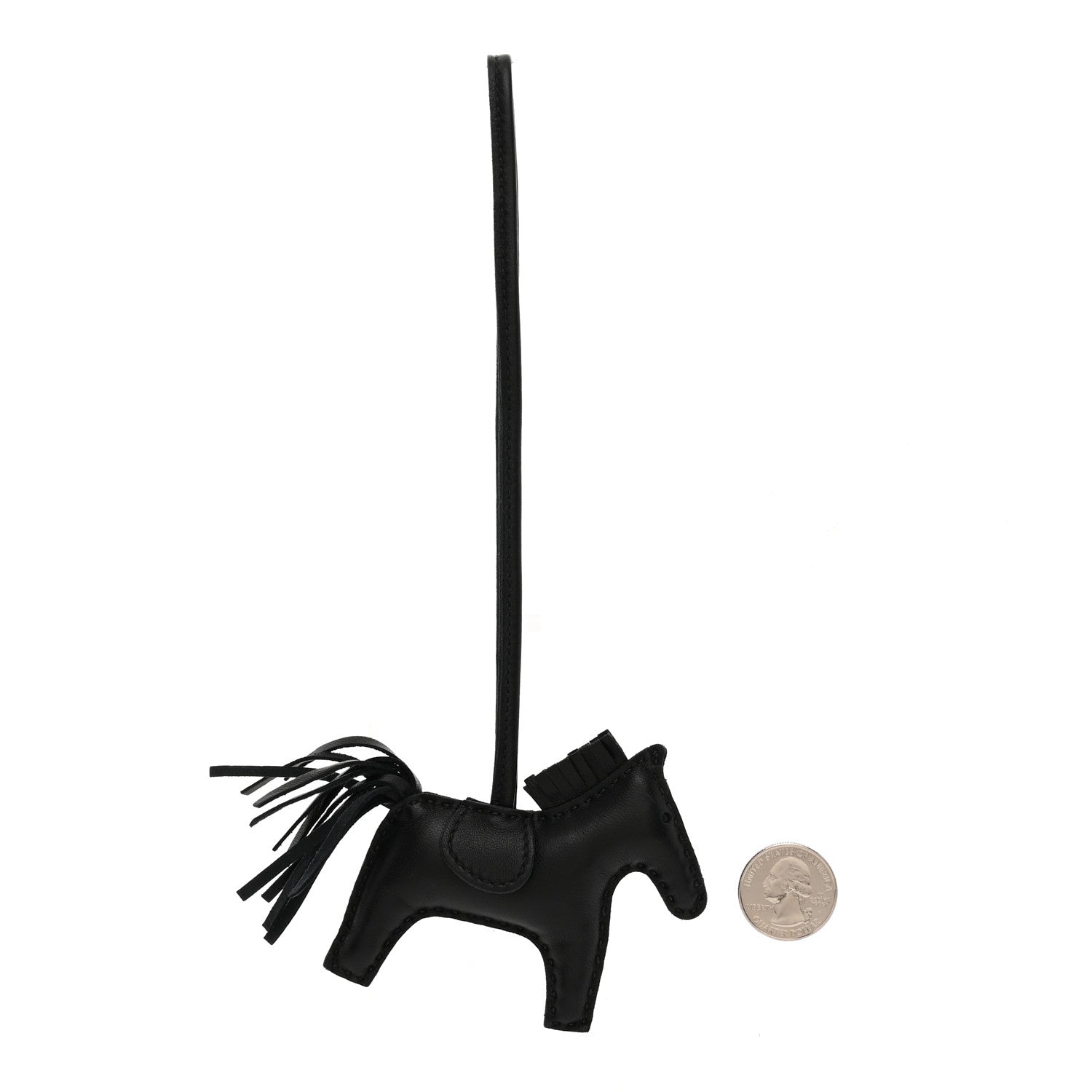 Hermes Milo Lambskin Grigri Rodeo Horse Bag Charm MM So Black 2 of 5