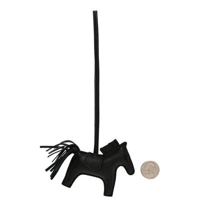 Hermes Milo Lambskin Grigri Rodeo Horse Bag Charm MM So Black 2 of 5