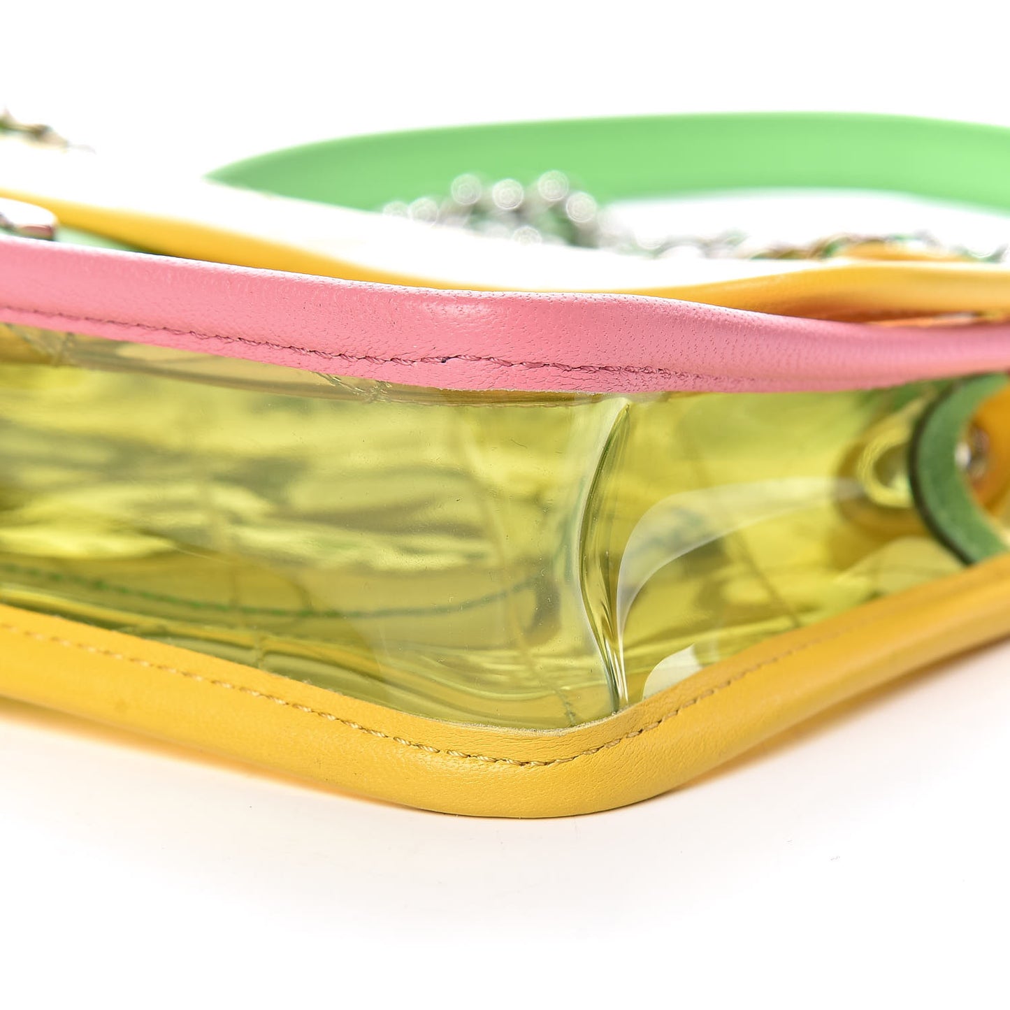 Lambskin PVC Quilted Mini Coco Splash Flap Yellow Green Pink