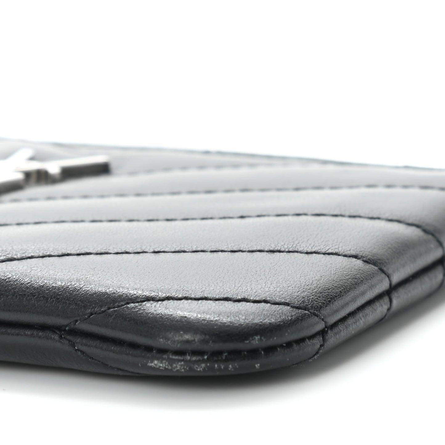 Calfskin Matelasse Monogram Key Pouch Black