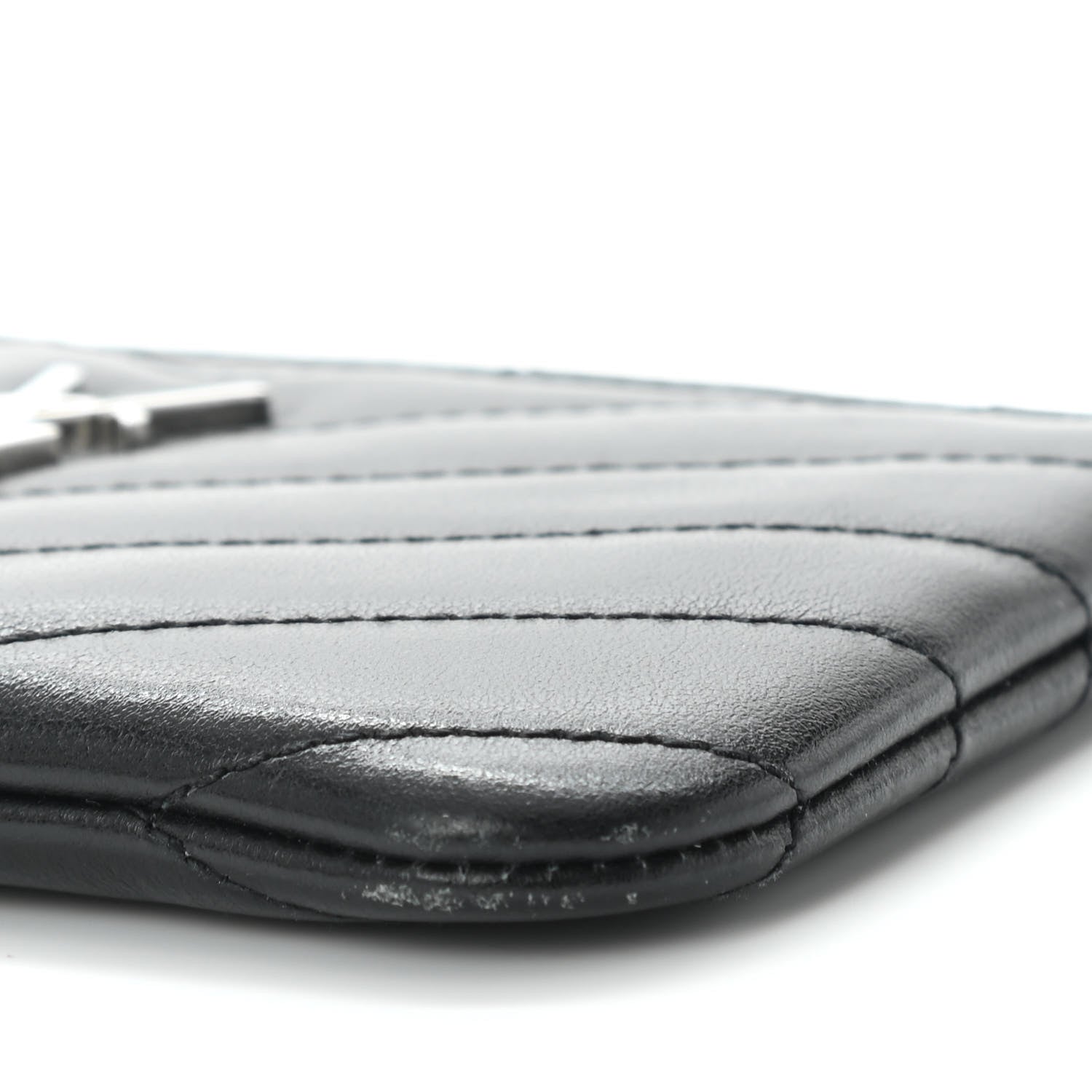 Saint Laurent Calfskin Matelasse Monogram Key Pouch Black 6 of 9