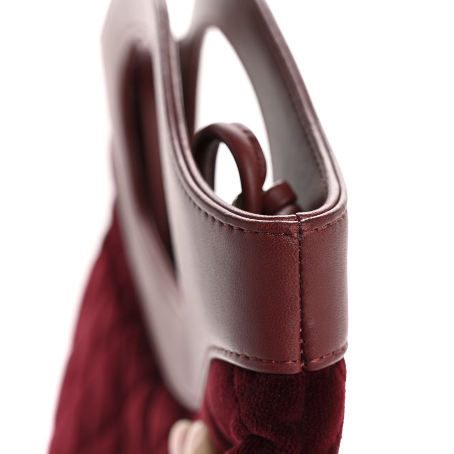 Velvet Lambskin Quilted Small 31 Shopping Bag Burgundy