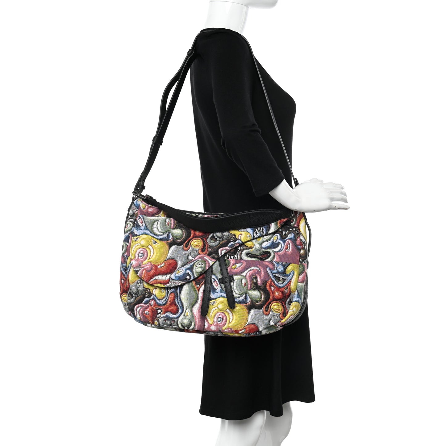 X KENNY SCHARF Jacquard Printed Soft Saddle Bag Multicolor