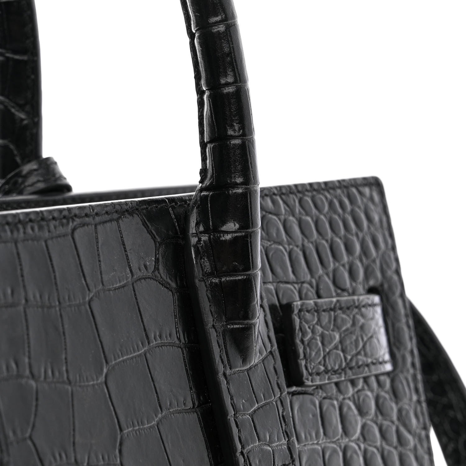 Saint Laurent Calfskin Crocodile Embossed Nano Sac De Jour Black 11 of 11