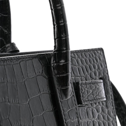 Saint Laurent Calfskin Crocodile Embossed Nano Sac De Jour Black 11 of 11