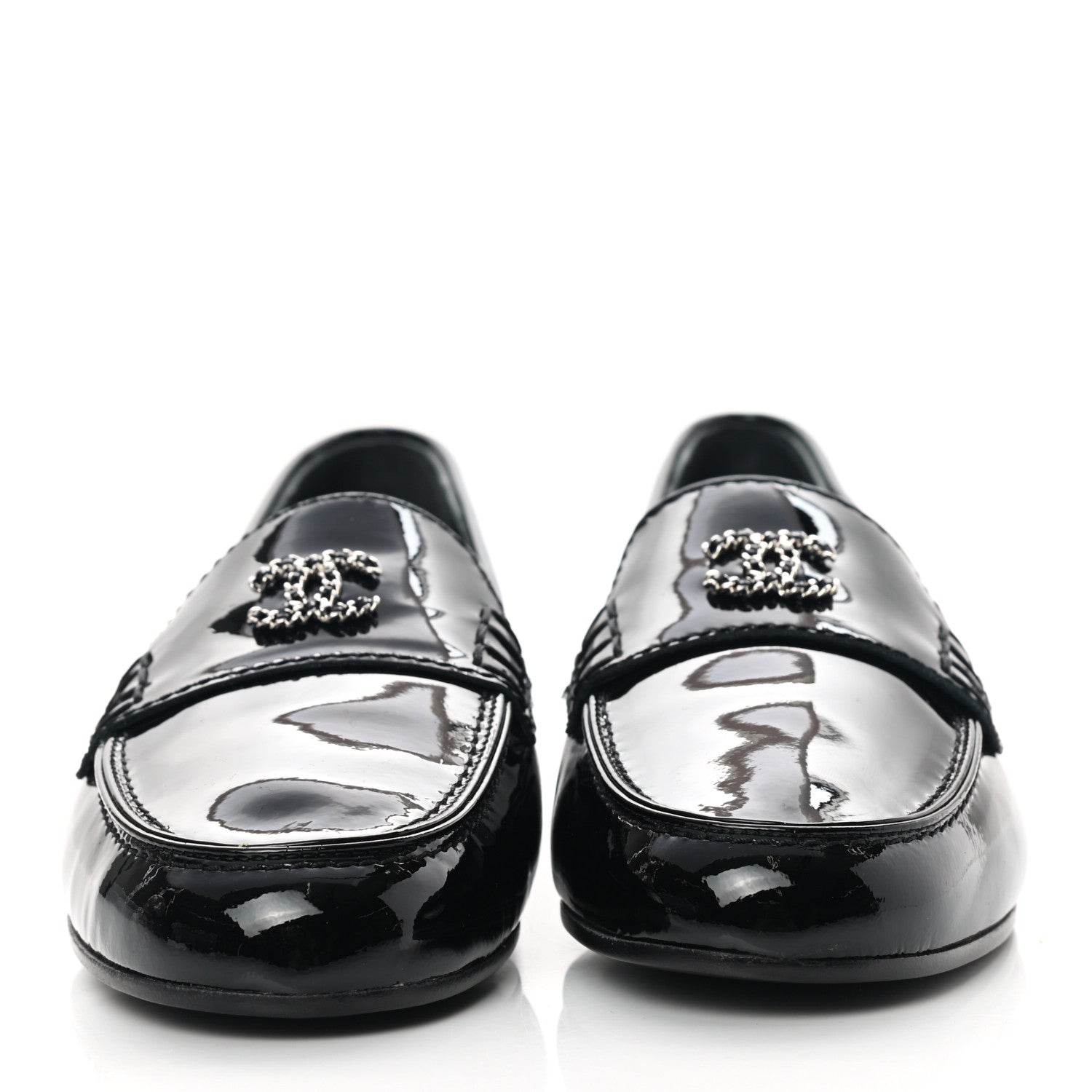 Chanel Patent CC Chain Loafers 35 Black 2 of 9