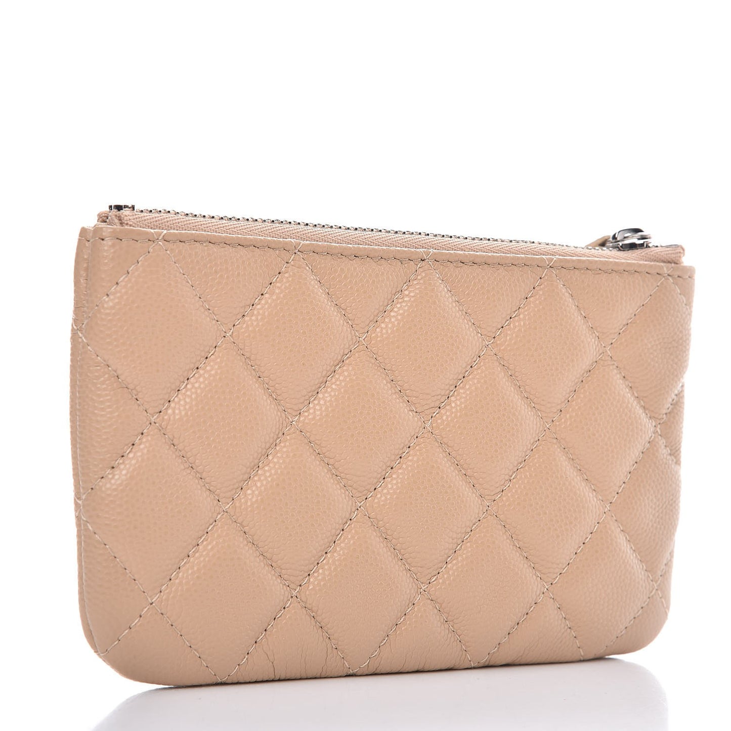 Caviar Quilted Small Cosmetic Case Beige