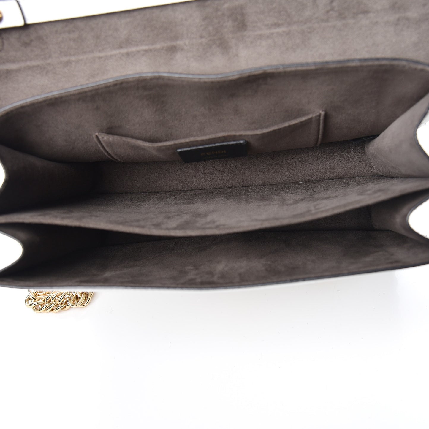 Calfskin Grommet Scalloped Kan I Shoulder Bag White Black Multicolor