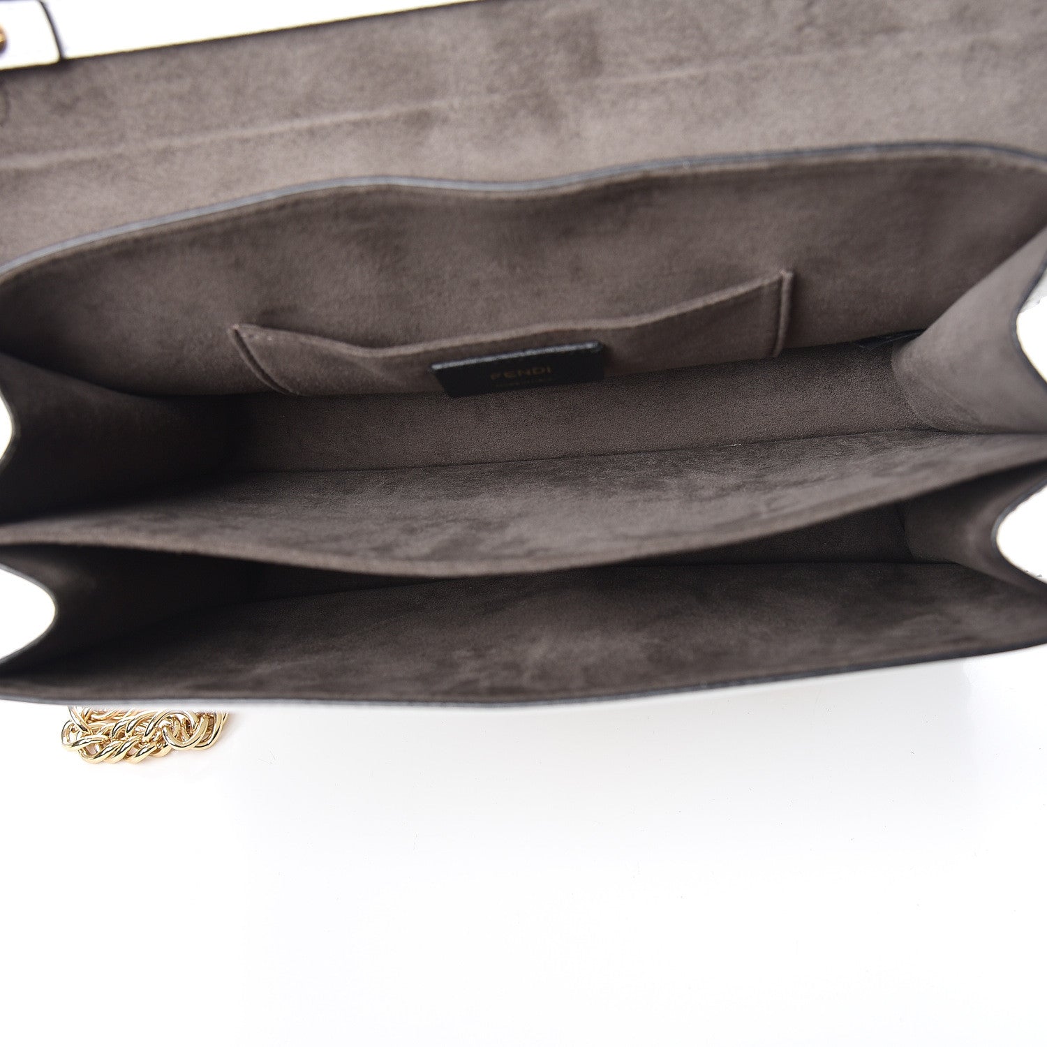 Fendi Calfskin Grommet Scalloped Kan I Shoulder Bag White Black Multicolor 5 of 10