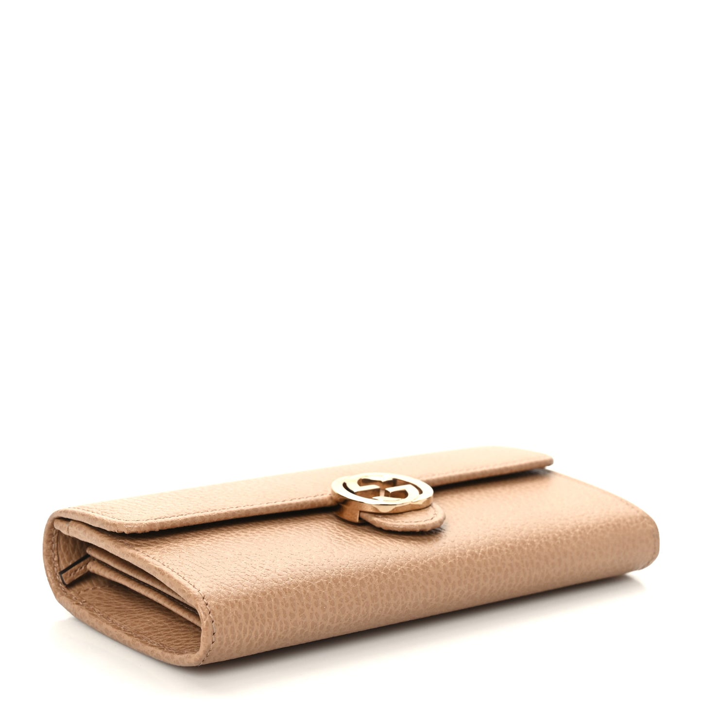 Dollar Calfskin Interlocking G Continental Wallet Camelia