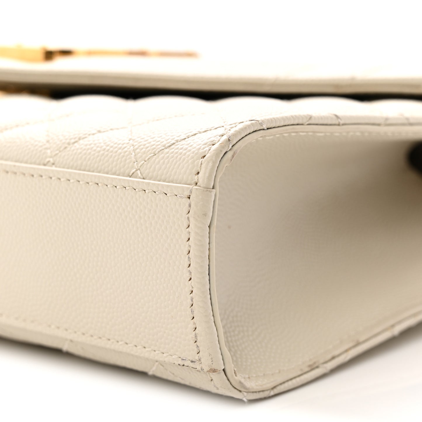 Grain De Poudre Textured Mixed Matelasse Medium Triquilt Monogram Satchel Crema Soft