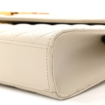 Saint Laurent Grain De Poudre Textured Mixed Matelasse Medium Triquilt Monogram Satchel Crema Soft 10 of 13