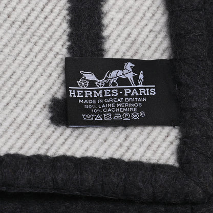 Hermes Wool Cashmere Avalon Blanket Ecru Gris Fonce 3 of 3