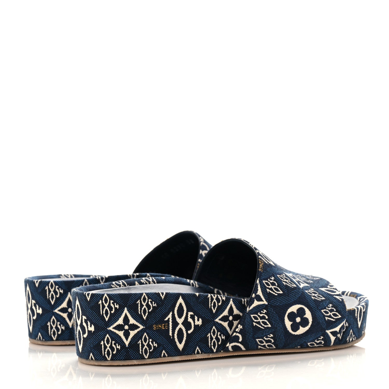 Louis Vuitton Canvas Since 1854 Jumbo Flatform Mule Sandals 38 Blue 4 of 8