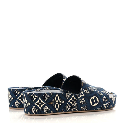 Louis Vuitton Canvas Since 1854 Jumbo Flatform Mule Sandals 38 Blue 4 of 8