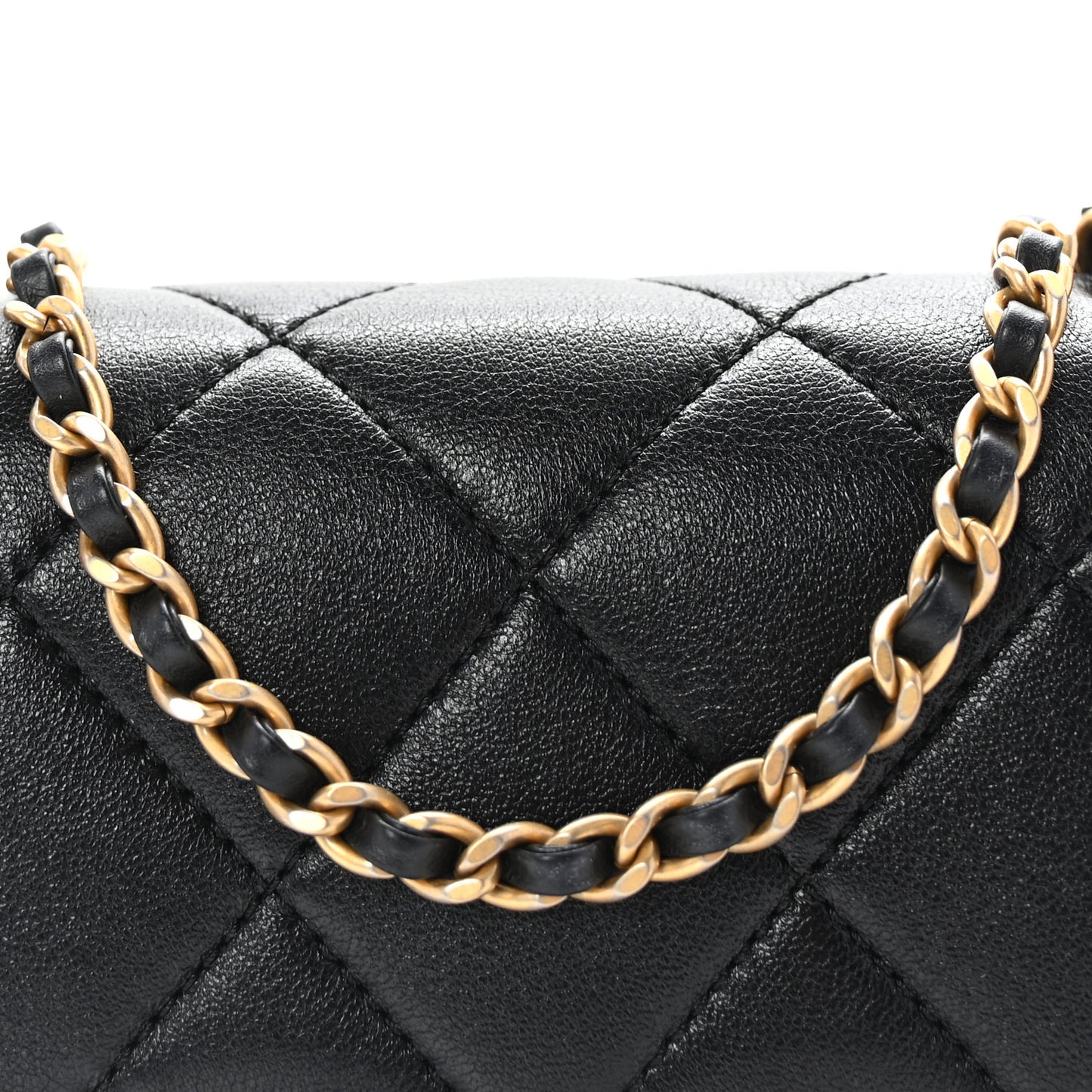 Lambskin Quilted Pearl Small Flap Black