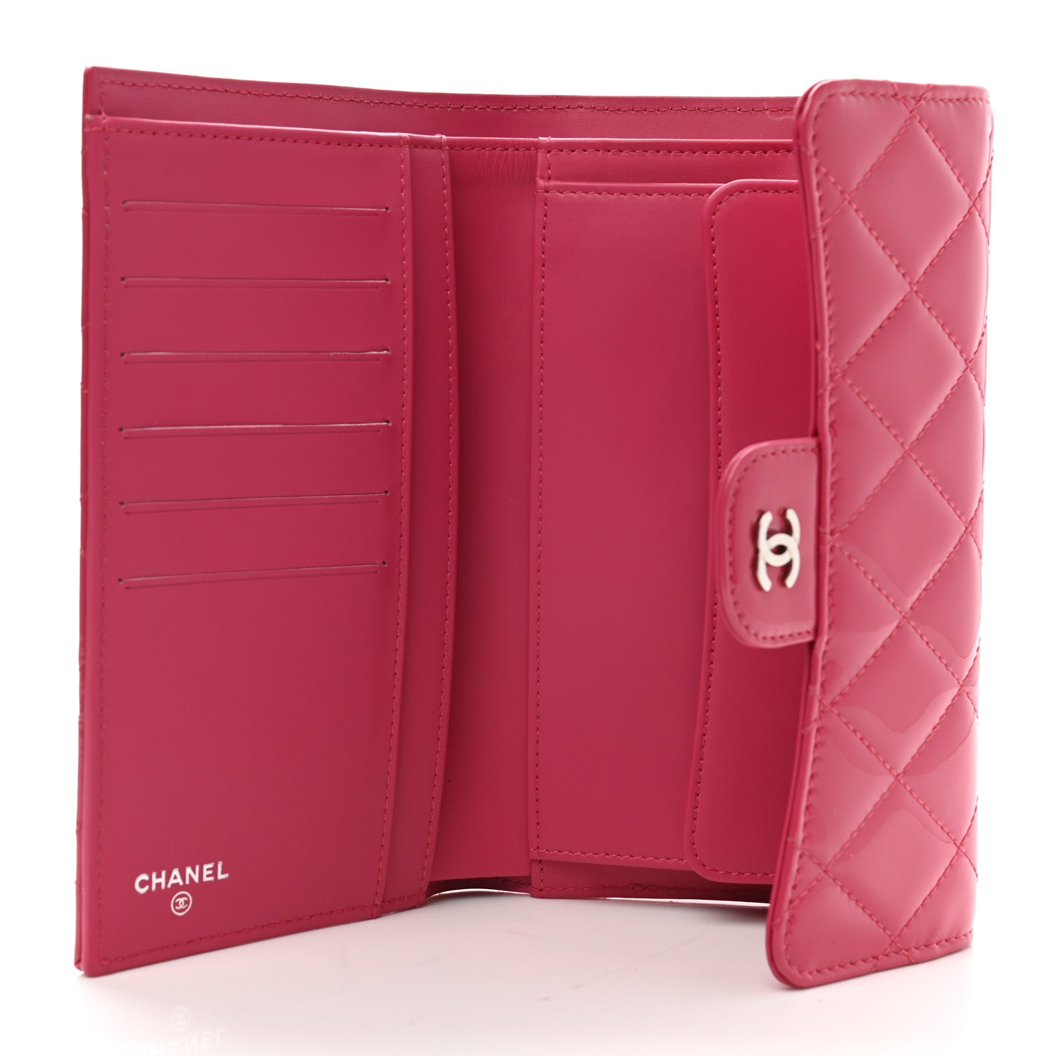 Chanel Patent Quilted Large Flap Wallet Pink 5 of 8