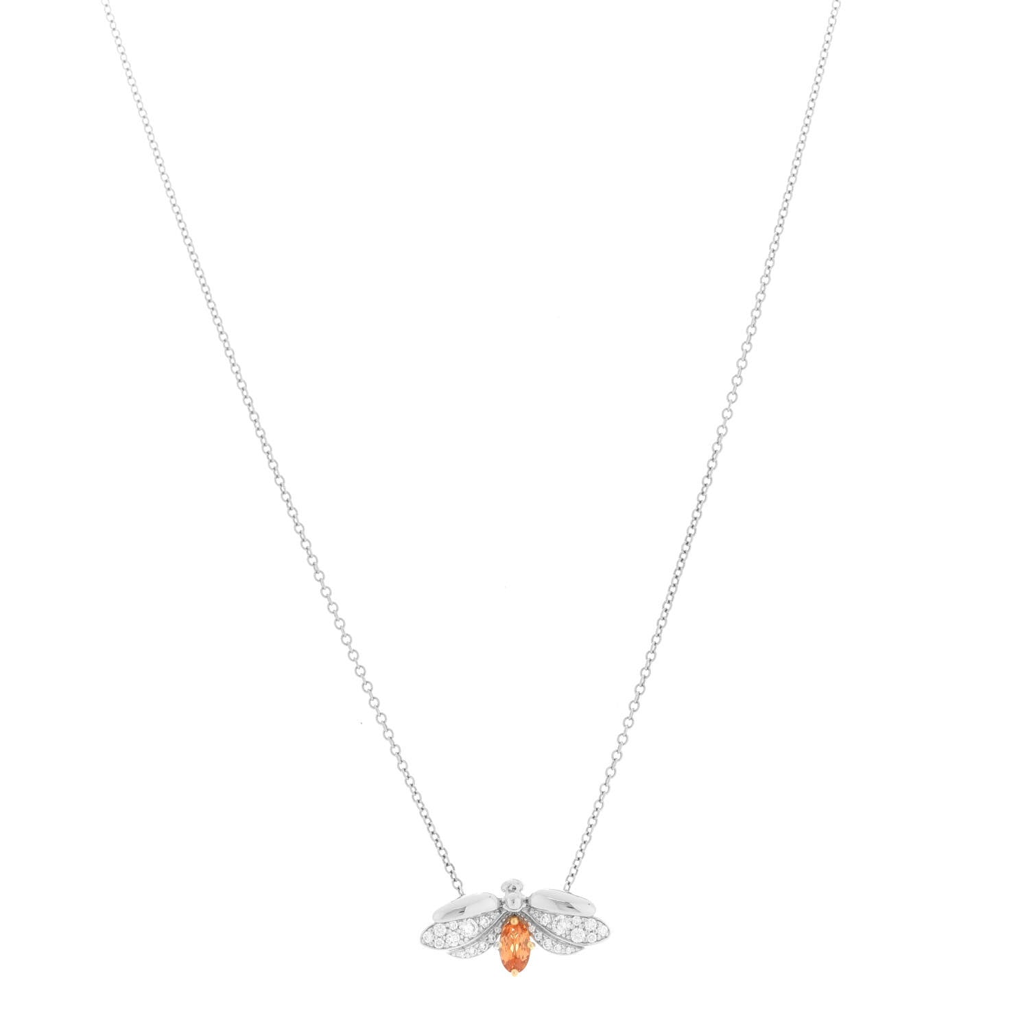 Tiffany Platinum 18K Yellow Gold Diamond Spessartine Paper Flowers Firefly Pendant Necklace 1 of 7