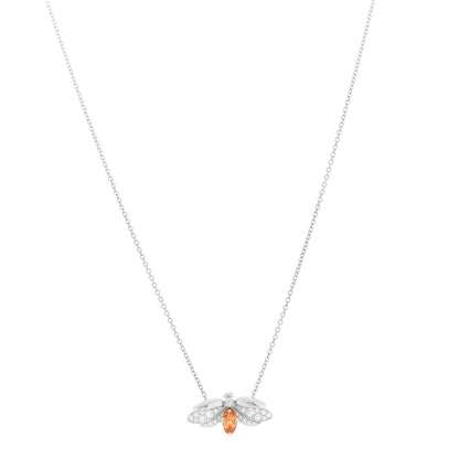 Tiffany Platinum 18K Yellow Gold Diamond Spessartine Paper Flowers Firefly Pendant Necklace 1 of 7