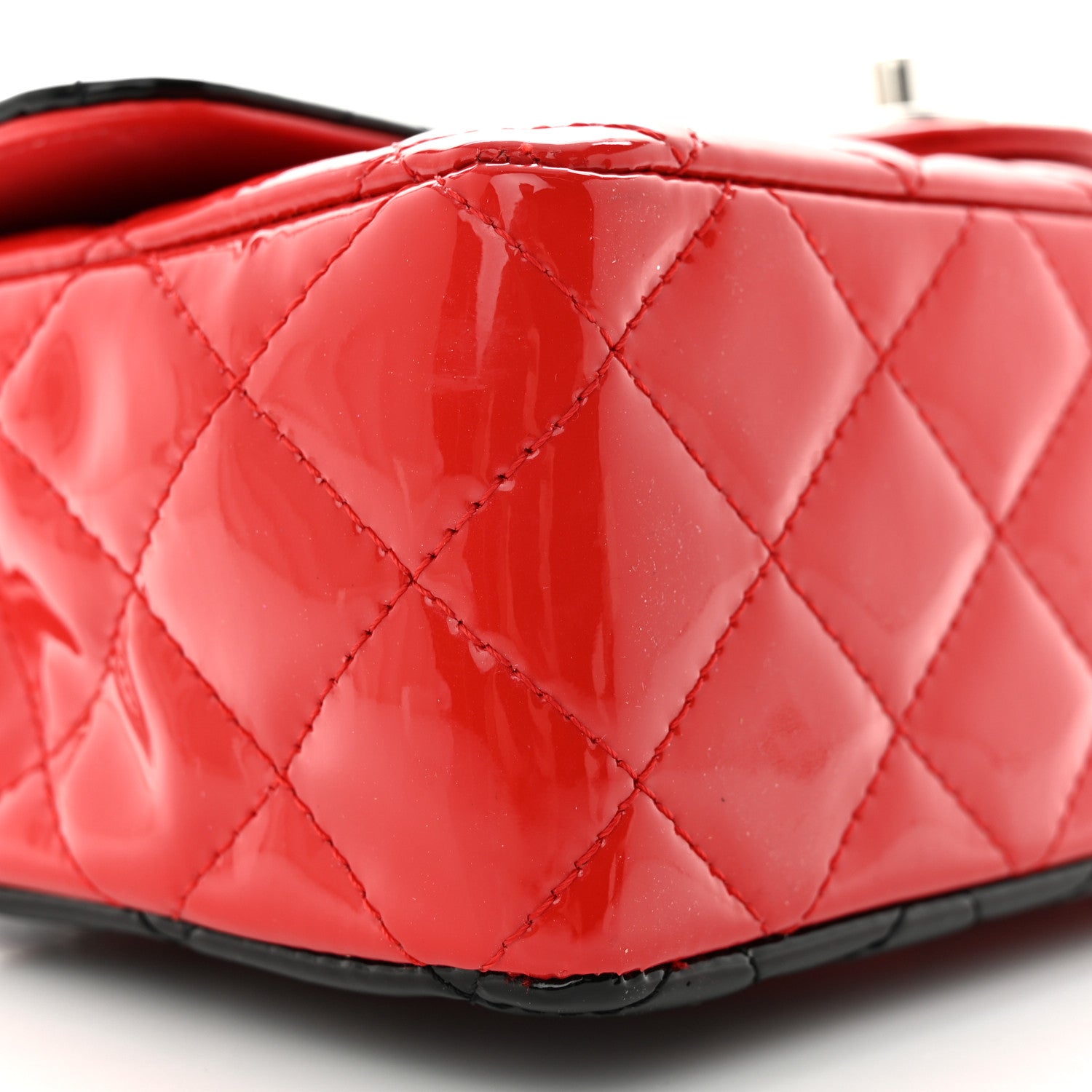 Chanel Patent Calfskin Quilted Bi-Color Mini Rectangular Flap Red Black 9 of 12