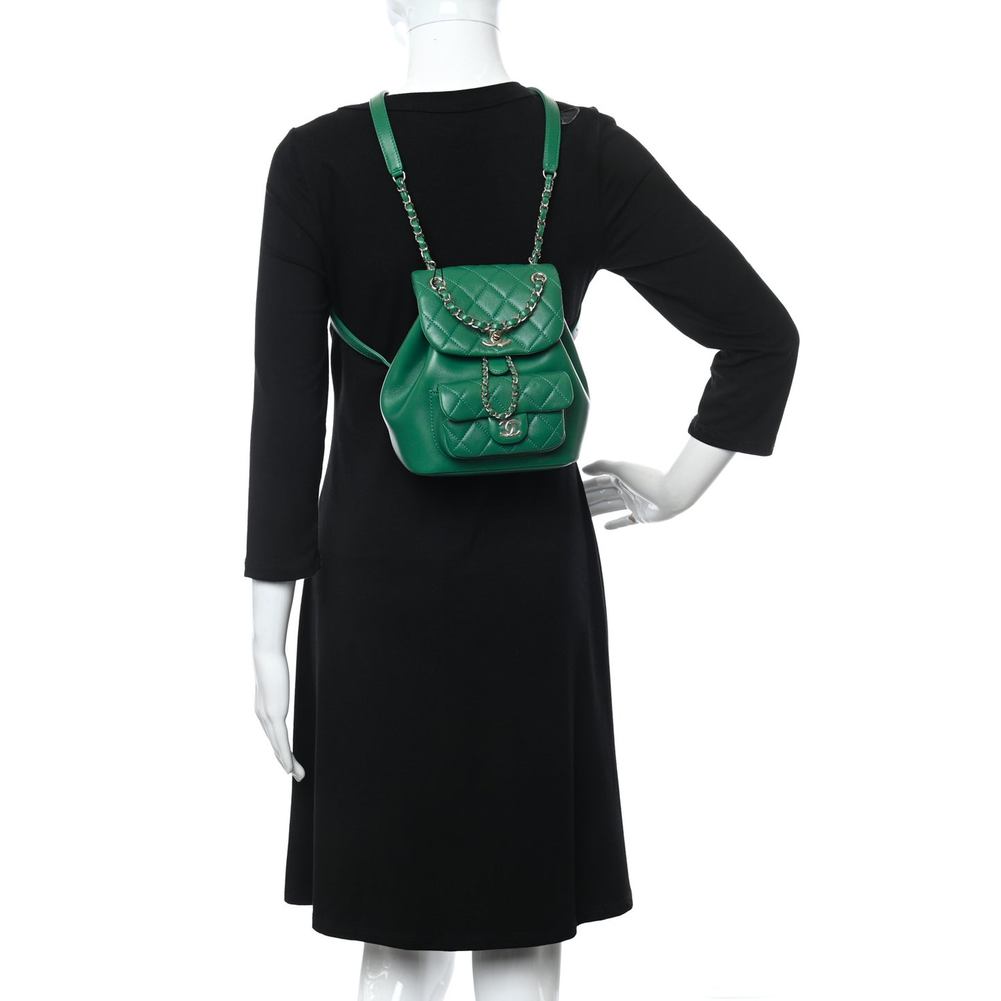 Lambskin Quilted Small Duma Drawstring Backpack Green