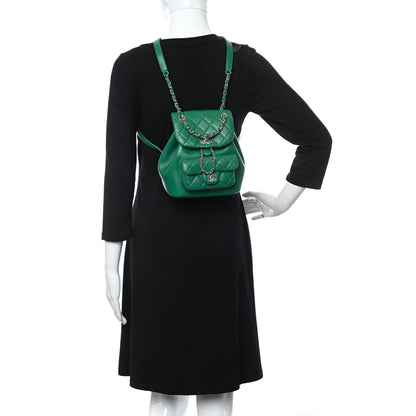 Chanel Lambskin Quilted Small Duma Drawstring Backpack Green 2 of 9