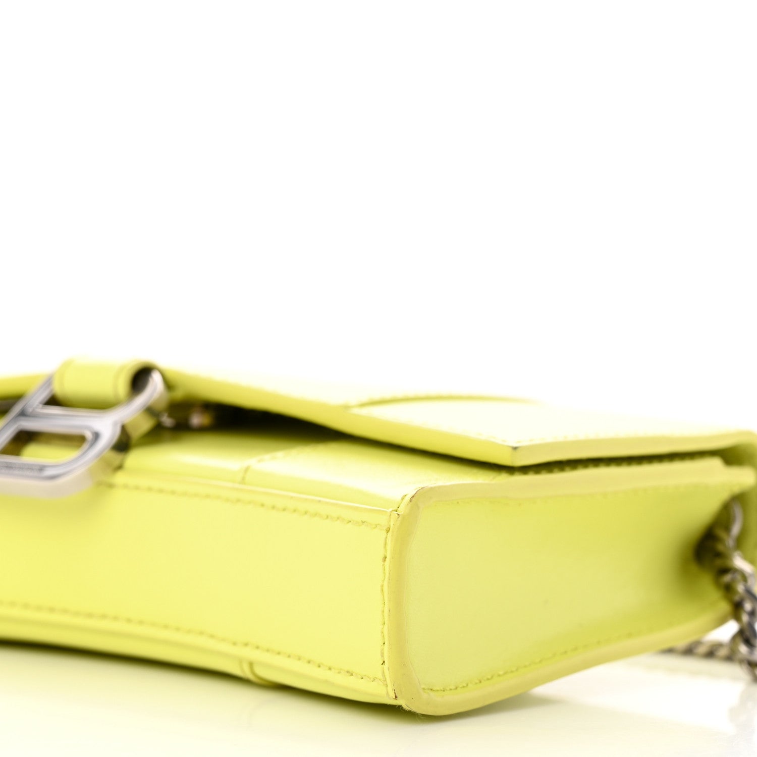 Balenciaga Shiny Box Calfskin XS Hourglass Wallet On Chain Lime 10 of 12