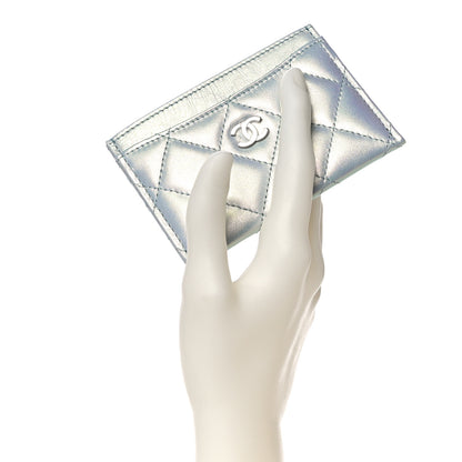 Chanel Iridescent Lambskin Quilted Card Holder Light Blue 2 of 11