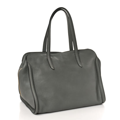 Alexander McQueen Pebbled Calfskin Large Skull Padlock Zip Around Tote Dark Grey 3 of 9