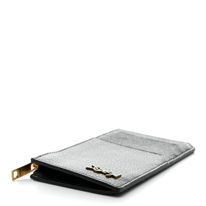 Saint Laurent Grained Calfskin Monogram 5 Fragments Zip Pouch Card Holder Black 4 of 6