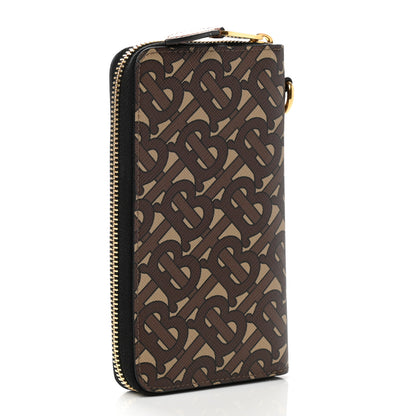 Burberry E-Canvas Monogram Zip Around Wallet Bridle Brown 3 of 6
