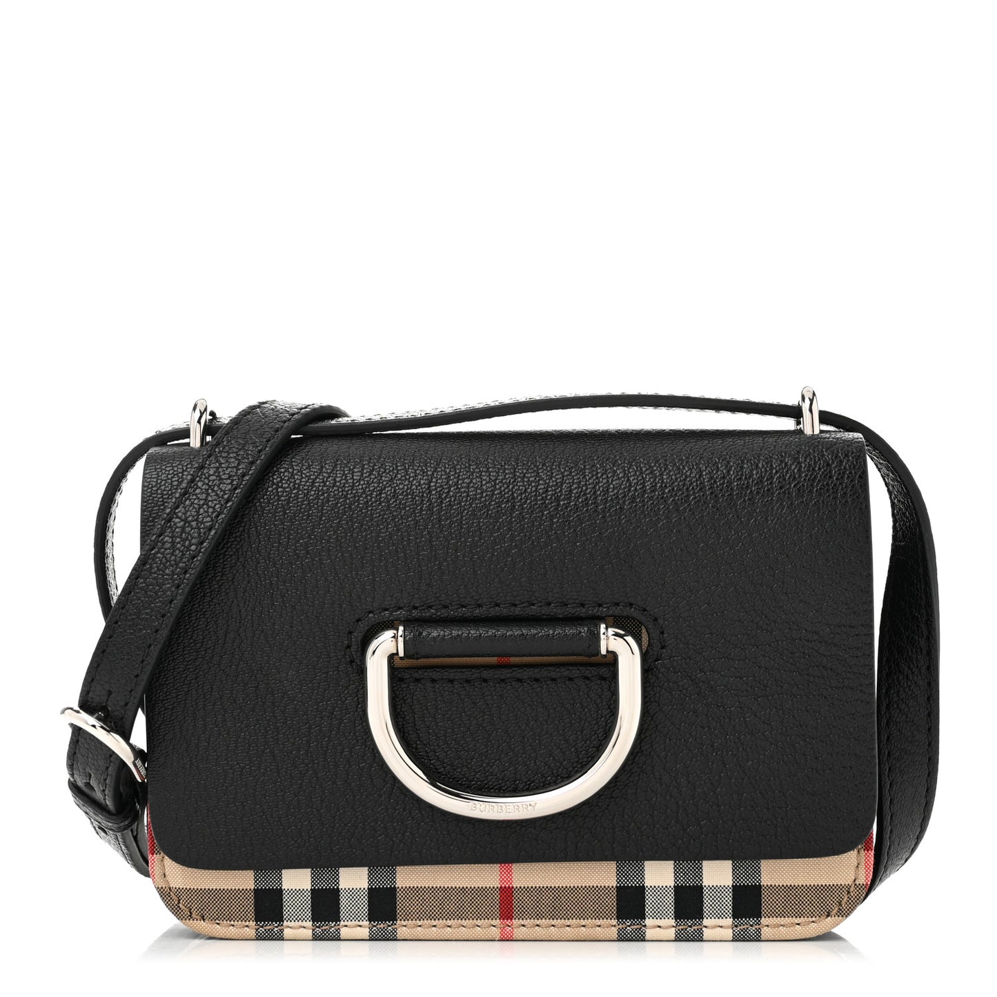 Goatskin Vintage Check Mini D-Ring Bag Black