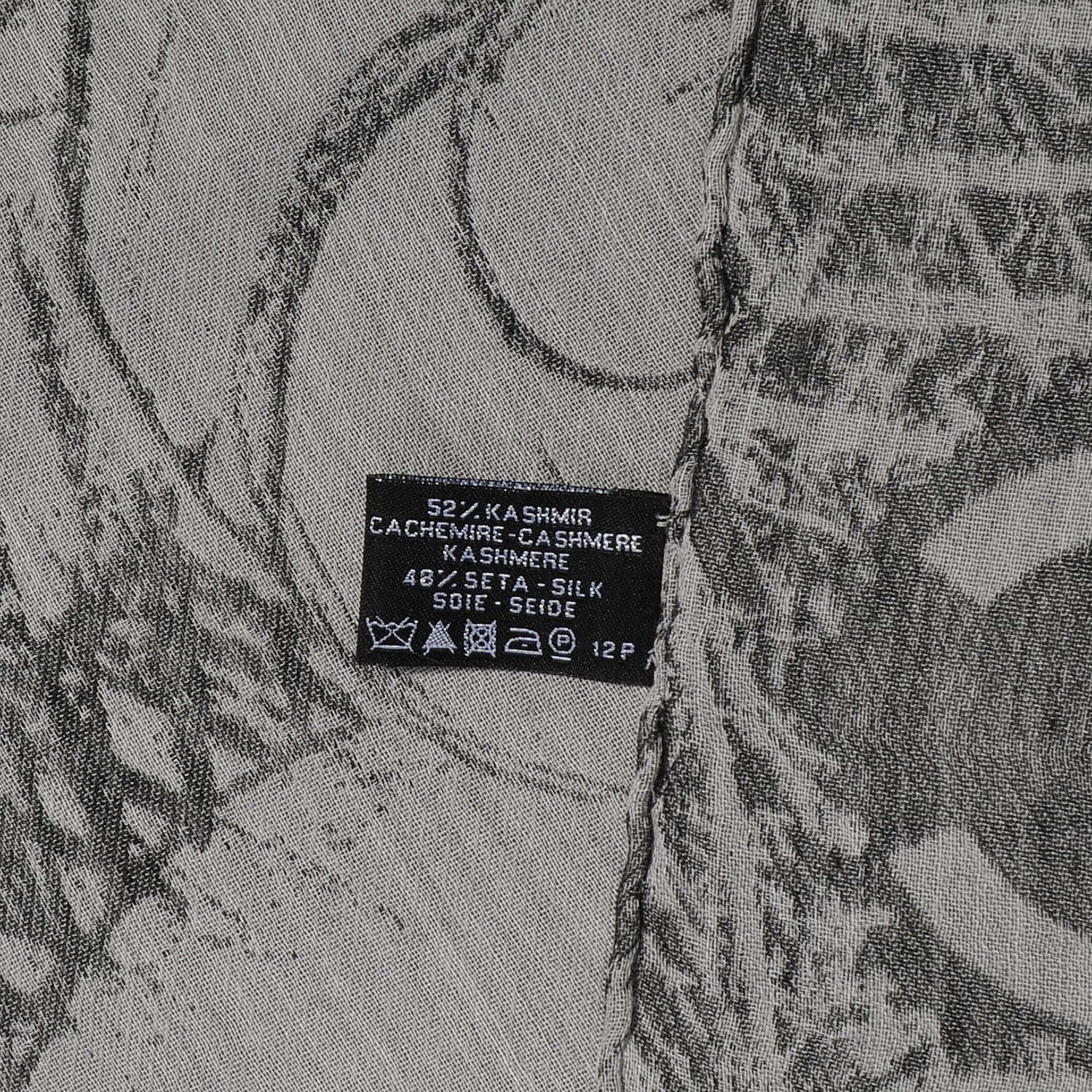 Chanel Cashmere Silk Camellia Scarf Shawl Grey 5 of 5