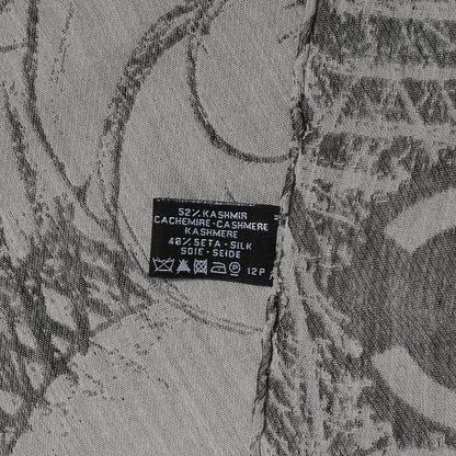 Chanel Cashmere Silk Camellia Scarf Shawl Grey 5 of 5