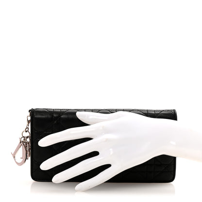 Christian Dior Lambskin Cannage Bi-Color Lady Dior Flap Card Holder Black Mauve Pink 2 of 12