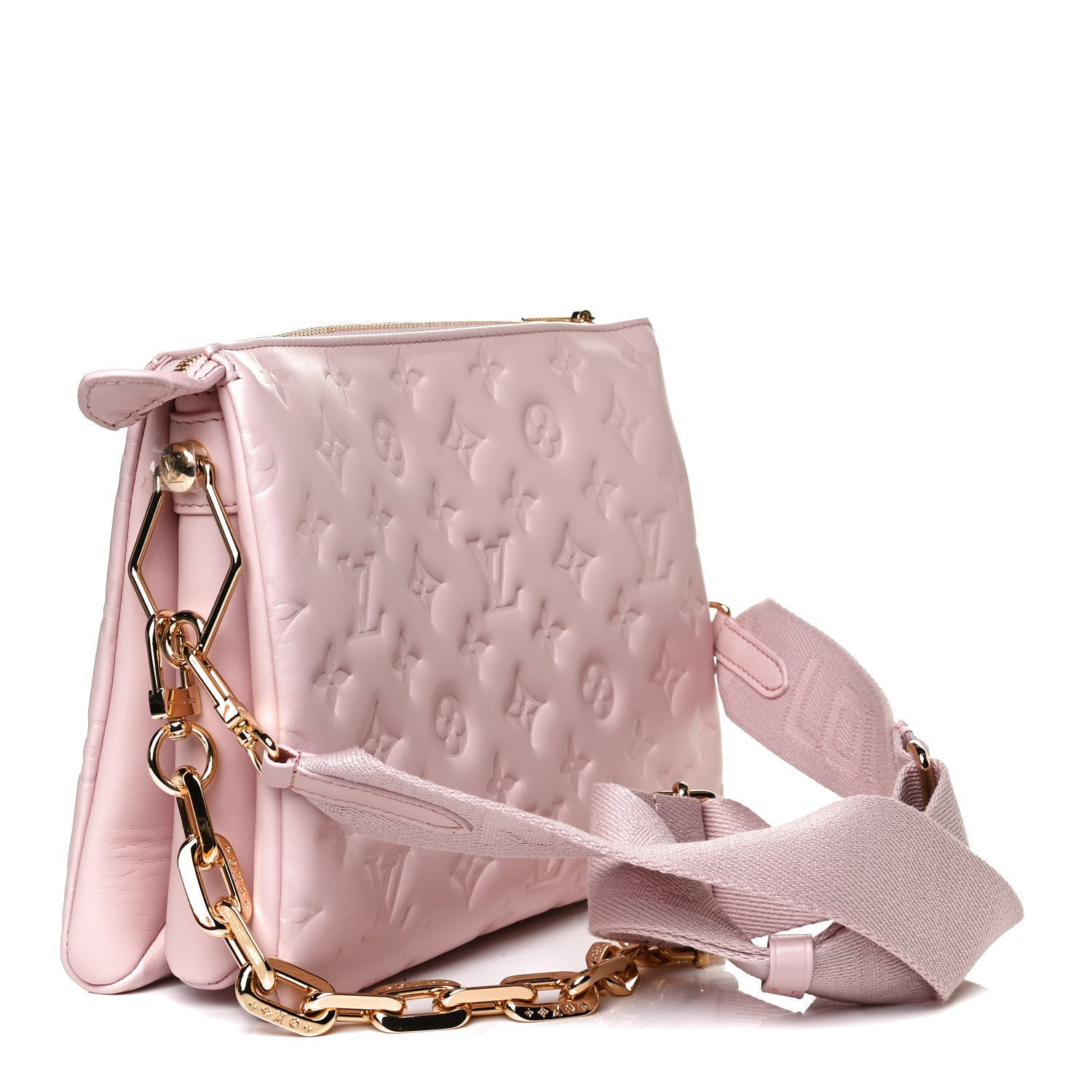 Louis Vuitton Lambskin Embossed Monogram Coussin PM Rose 3 of 13