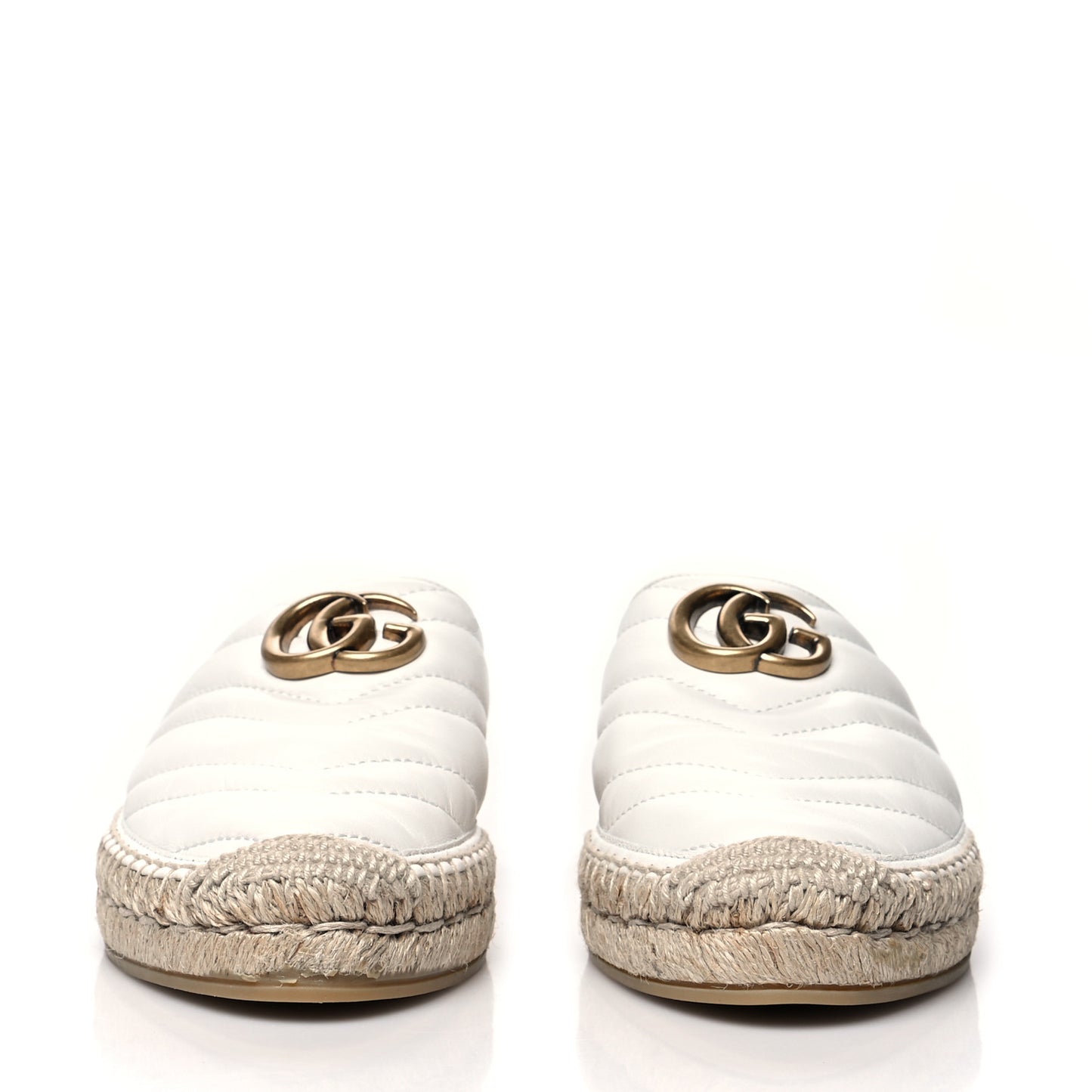 Nappa Matelasse GG Marmont Espadrille Slippers 37.5 Great White