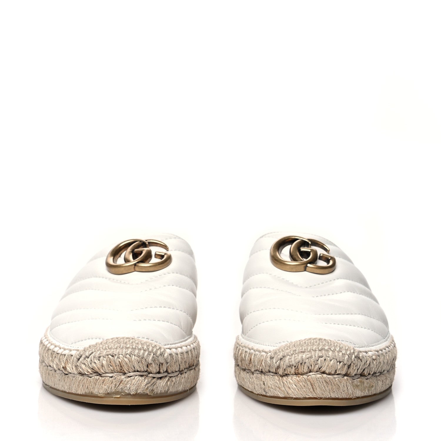 Gucci Nappa Matelasse GG Marmont Espadrille Slippers 37.5 Great White 2 of 8