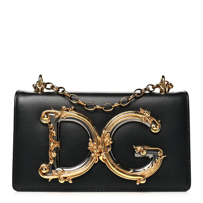 Dolce & Gabbana DOLCE GABBANA Calfskin DG Girls Phone Shoulder Bag Black 1 of 9