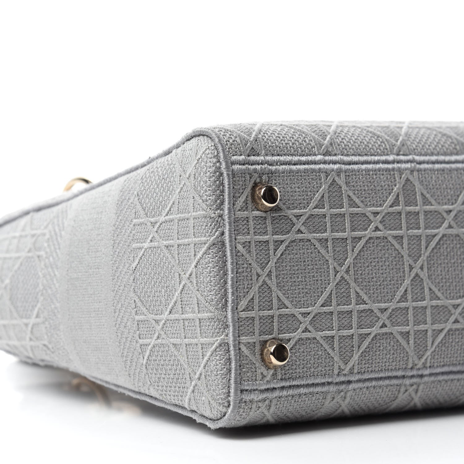 Christian Dior Canvas Embroidered Cannage Medium Lady D-Lite Gray 6 of 9